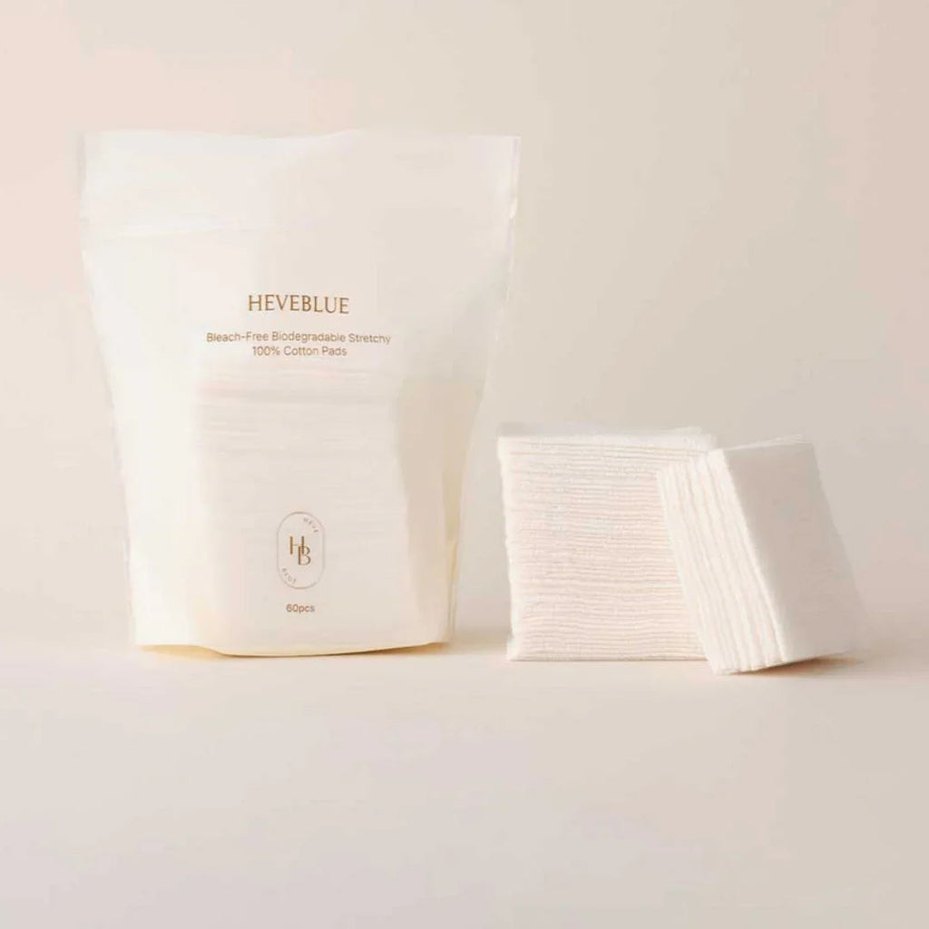HEVEBLUE Bleach-free Biodegradable Stretchy 100% Cotton Pads 60ea