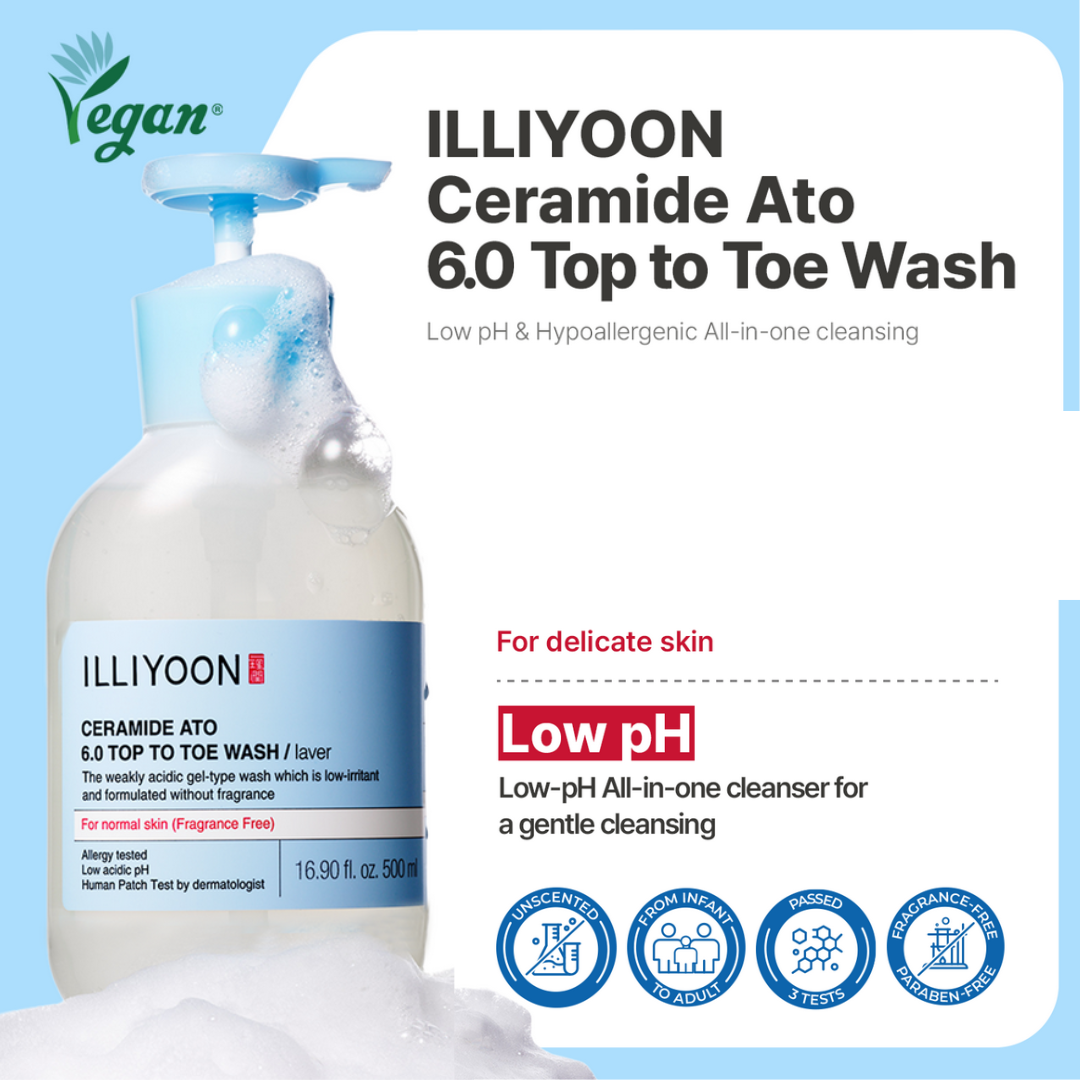 ILLIYOON Ceramide Ato 6.0 Top To Toe Wash for Mom & Kids 500ml