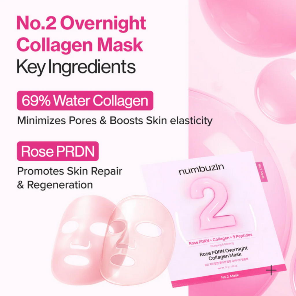 Numbuzin No.2 Rose PDRN Overnight Collagen Mask 4Pcs