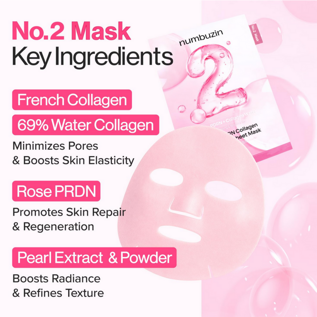 Numbuzin No.2 Rose PDRN Collagen Plumping Sheet Mask 5Pcs