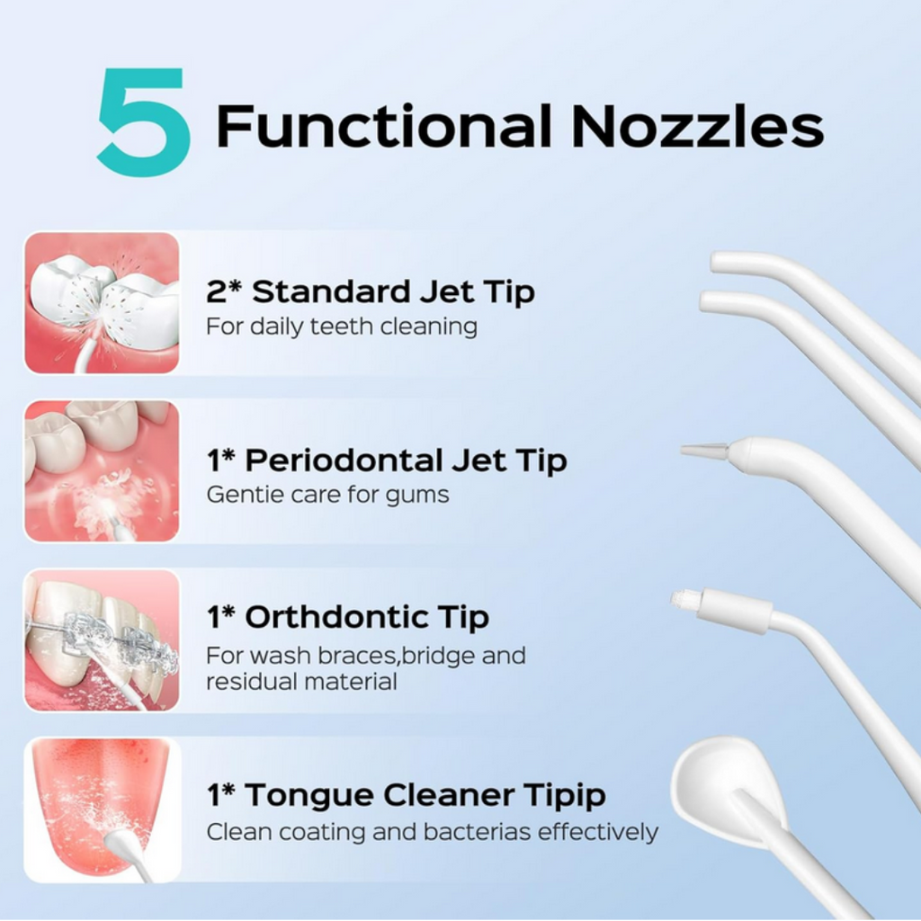 Professional Water Flosser With 5 Brushes