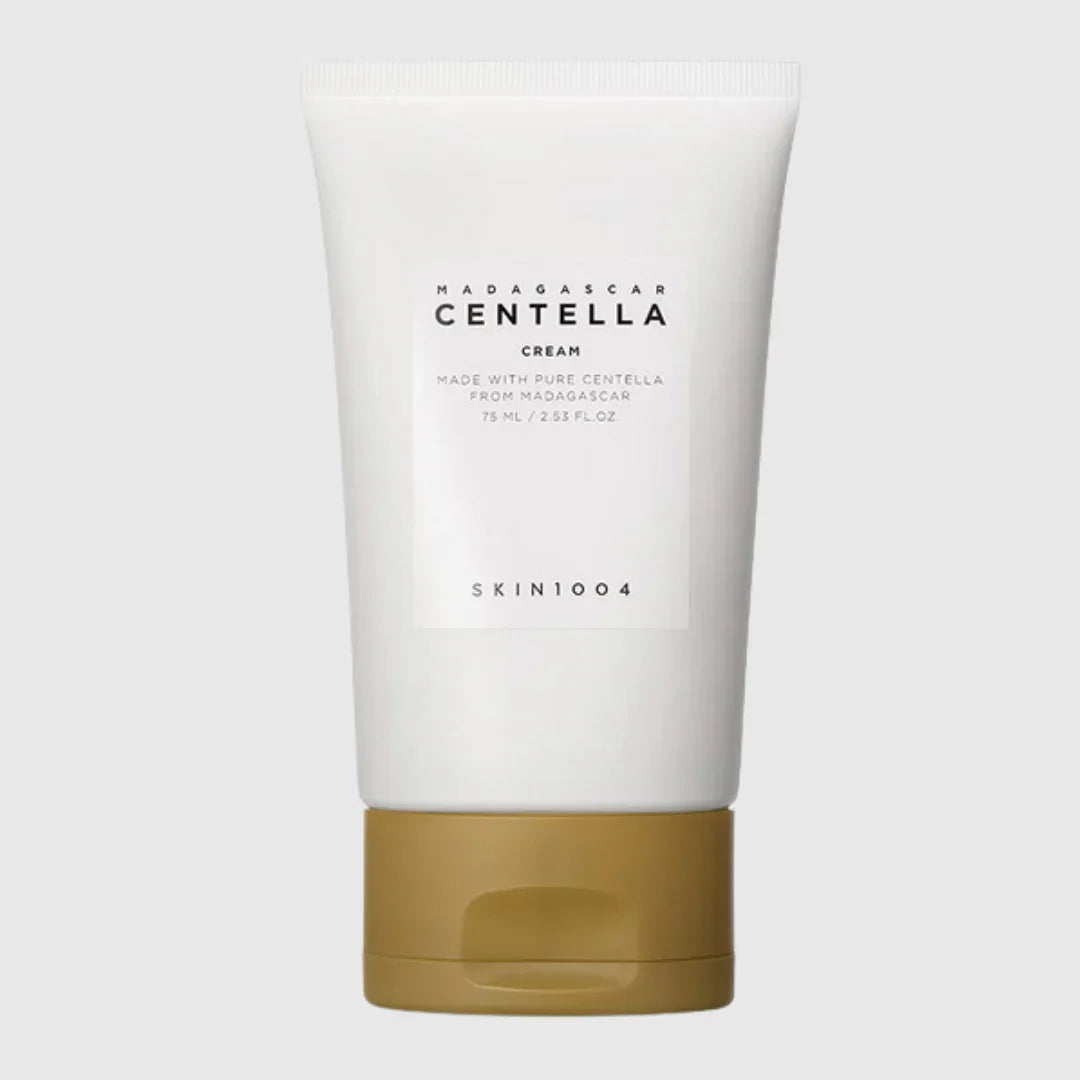 SKIN1004 Madagascar Centella Cream 75ml tube with white body and gold cap, K-Beauty skincare product